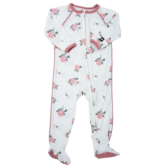 Sweet Bamboo Roses White Piped Footie