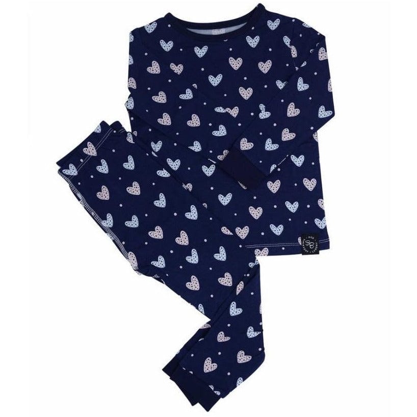 Load image into Gallery viewer, Sweet Bamboo Blue Hearts LS Toddler PJs

