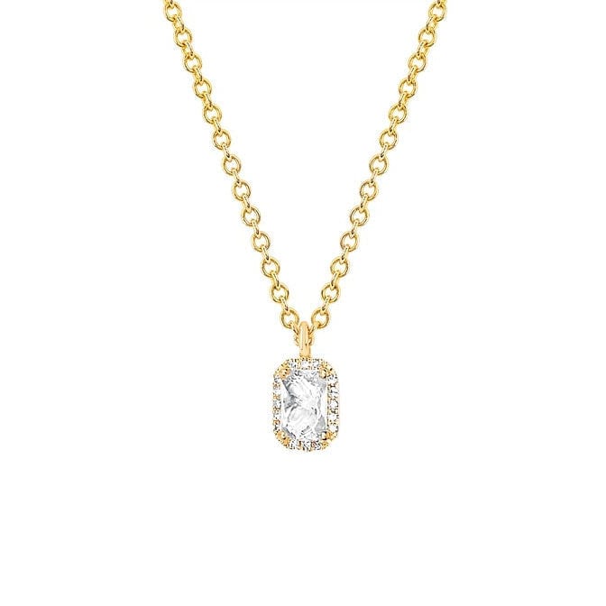Load image into Gallery viewer, EF Collection Diamond &amp;amp; White Topaz Emerald Cut Yellow Gold Necklace
