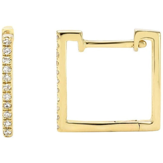 Load image into Gallery viewer, ZOE LEV Diamond Square Yellow Gold Huggies
