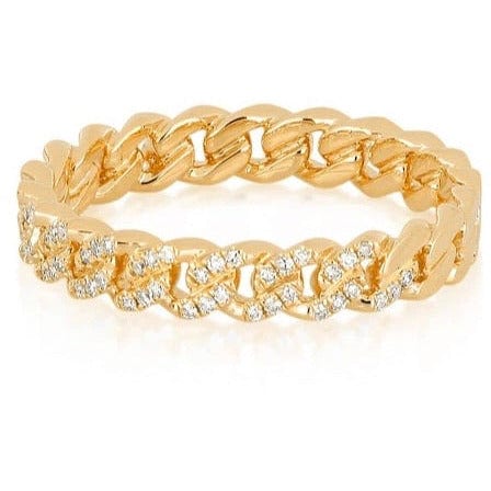 EF Collection Diamond Mini Curb Chain Yellow Gold Ring