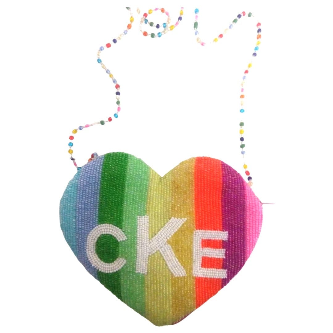 Tiana Personalized Rainbow Beaded Heart Bag