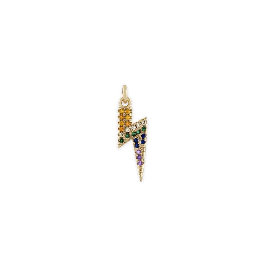 Load image into Gallery viewer, Alexa Leigh Crystal Huggie Hoop Earrings with Crystal Rainbow Bolt Charms
