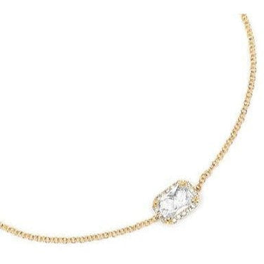 EF Collection Diamond & White Topaz Emerald Cut Yellow Gold Bracelet