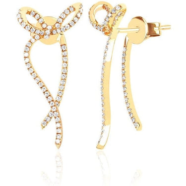EF Collection Diamond Bow Yellow Gold Earrings (1 Pair)