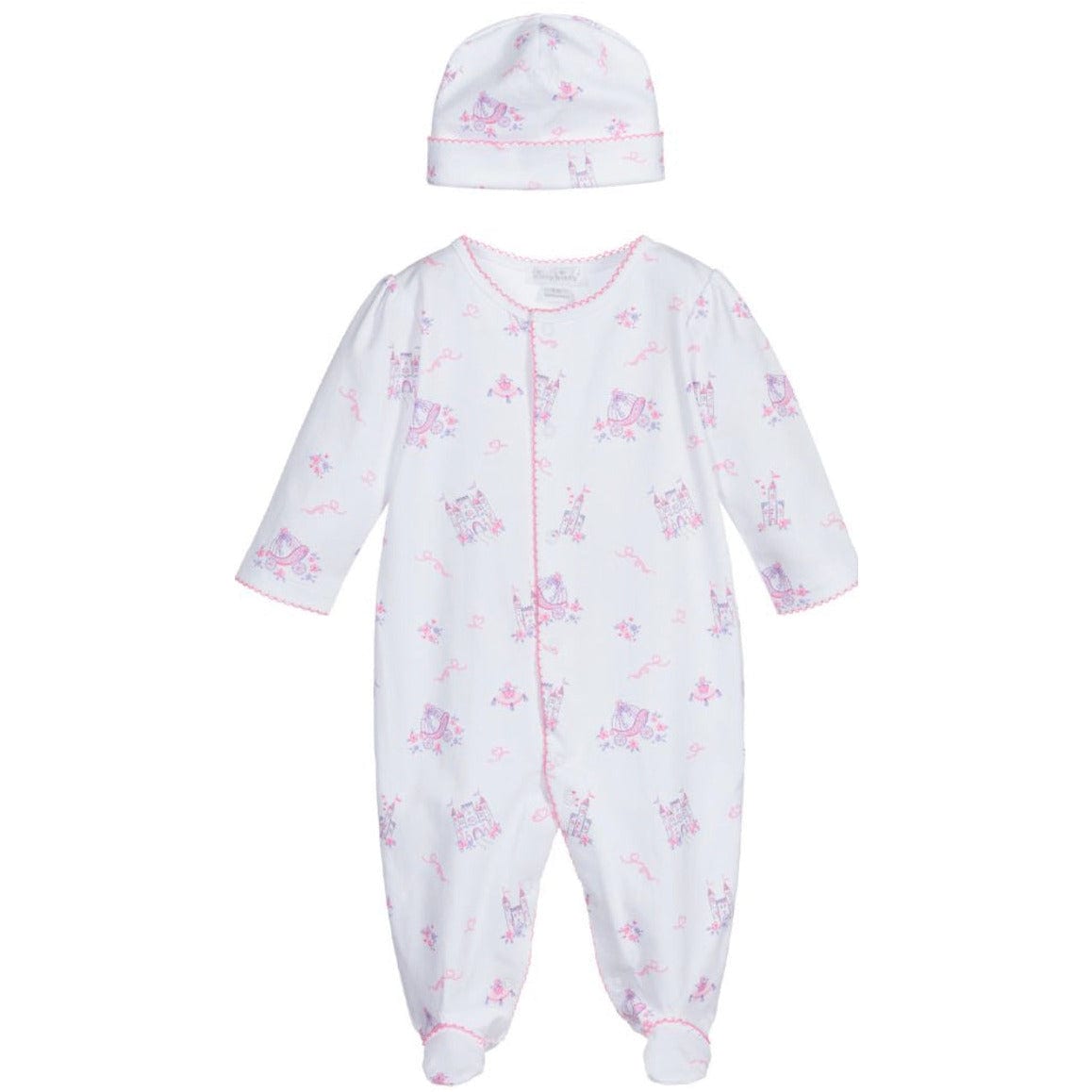 Load image into Gallery viewer, kissy kissy Castle Couture Pink Footie &amp;amp; Hat Set
