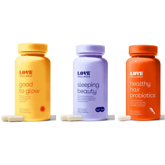 Load image into Gallery viewer, Love Wellness Trio: Good to Glow, Sleeping Beauty &amp;amp; Healthy Hair Probiotics
