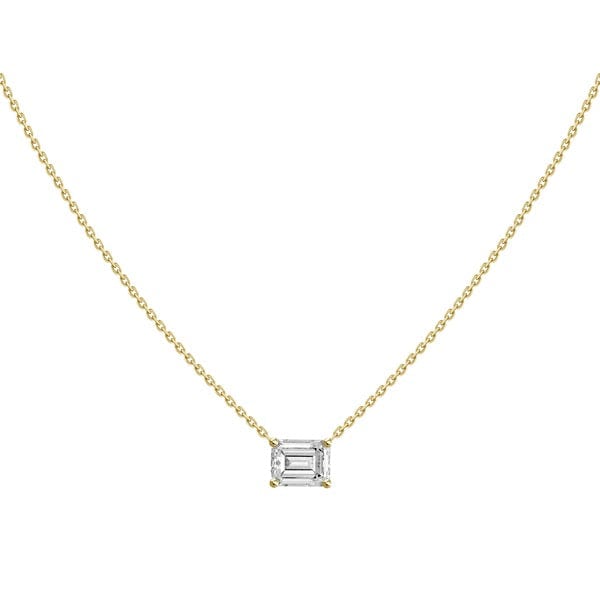 LE Fine Diamond Emerald Baguette YG Necklace