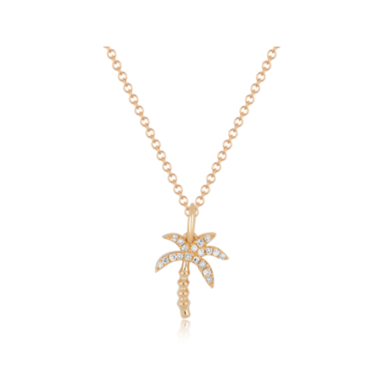 EF Collection Diamond Yellow Gold Wild Palm Tree Necklace