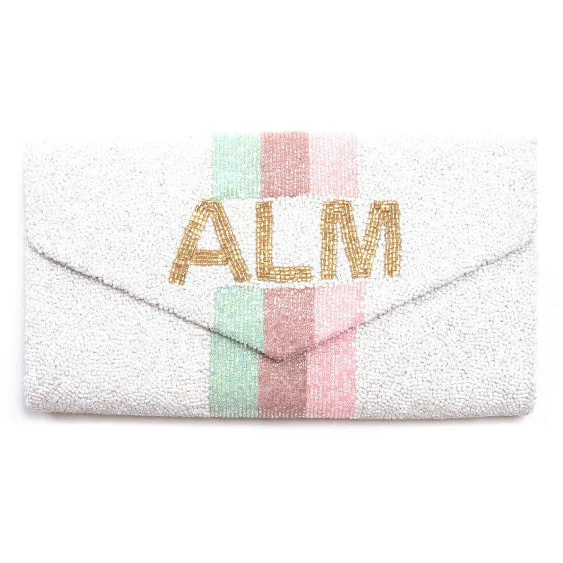 Tiana Custom Beaded White Clutch