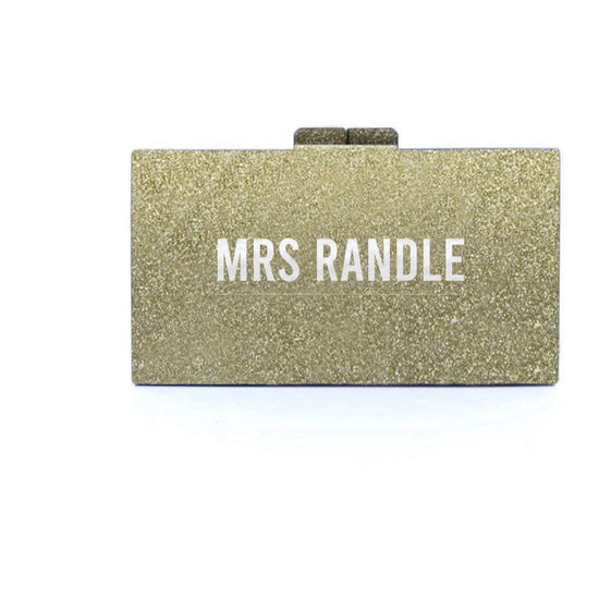 Rae of Light Gold Sparkle Custom Acrylic Clutch