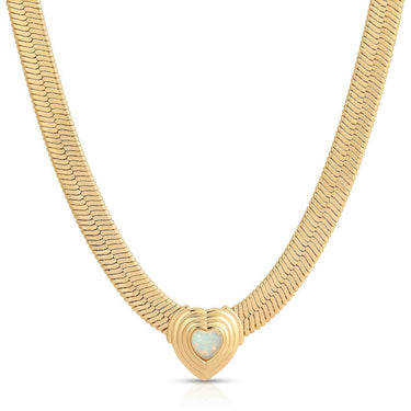 Glamrocks Jewelry Heart of Stone Herringbone Opal Necklace