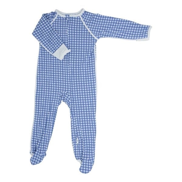 Sweet Bamboo Blue Gingham Footie