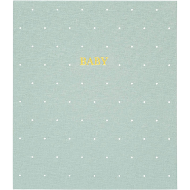 The Baby Book in Mint Green Linen Scatter Dots
