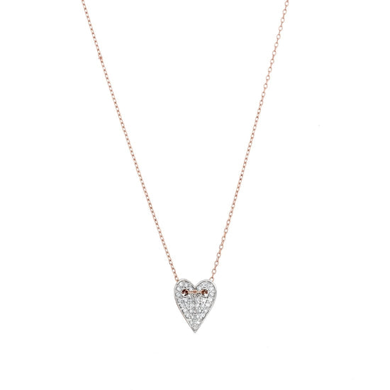 Load image into Gallery viewer, Alef Bet Folded Heart Diamond RG Necklace
