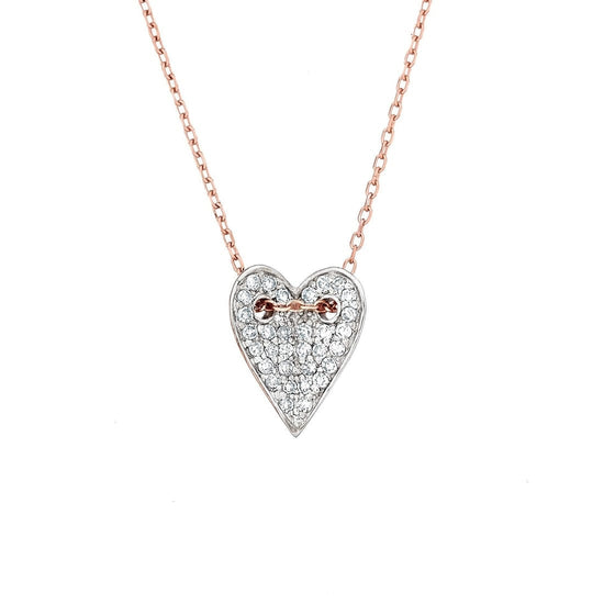 Load image into Gallery viewer, Alef Bet Folded Heart Diamond RG Necklace
