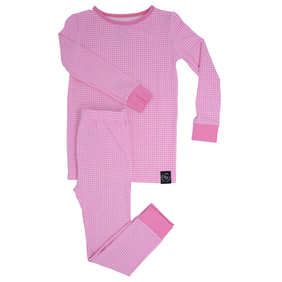 Sweet Bamboo Pink Houndstooth LS Toddler PJs
