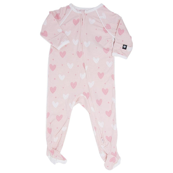 Sweet Bamboo Pink Heart Piped Footie