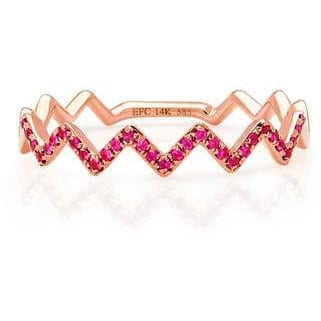 EF Collection Pink Sapphire Zig Zag Ring 7