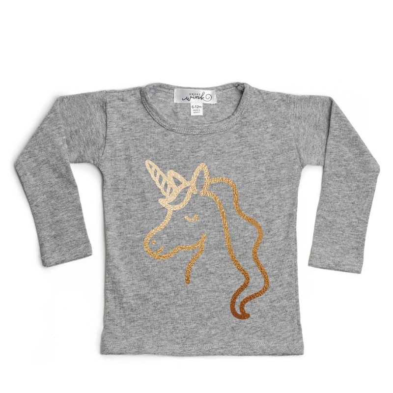 Sweet Wink Unicorn with Gold Foil Shirt